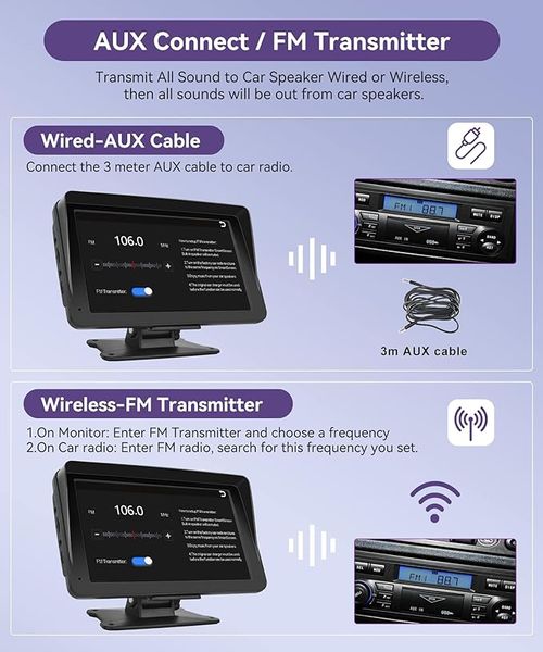 Портативная автомагнитола Podofo A3327 с беспроводной связью Carplay, Bluetooth