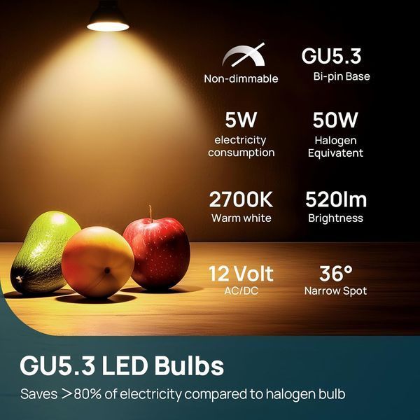 Світлодіодна лампа Linkind LED MR16 5 Вт 2700 K GU5.3 12 В 5 шт., двоконтактна лампа фото