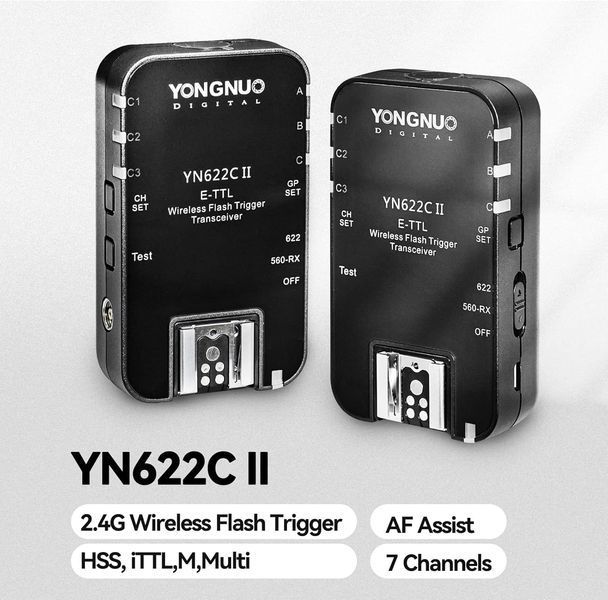 Бездротовий тригер спалаху YONGNUO YN622C II ETTL з високошвидкісною синхронізацією HSS 1/8000 с для камери Canon фото
