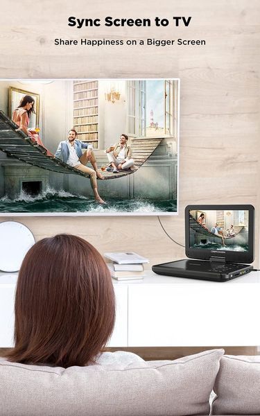 Портативний DVD-програвач  DBPOWER CHY-10 із поворотним екраном 10,5 дюймів фото