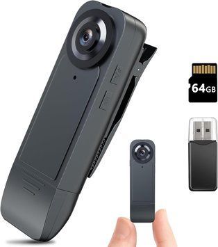 Портативна нагрудна камера Eloatnalyto 1080P з картою пам'яті 64 ГБ фото