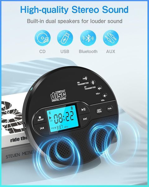 Портативний CD-програвач Sunoony Disman з Bluetooth та FM-передавачем фото