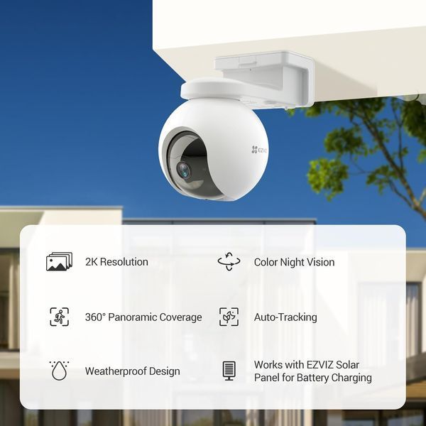 Беспроводная уличная камера EZVIZ 2K с аккумулятором фото