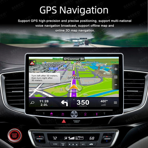Мультимедийная автомагнитола с сенсорным экраном Android 12 с GPS и Wi-Fi