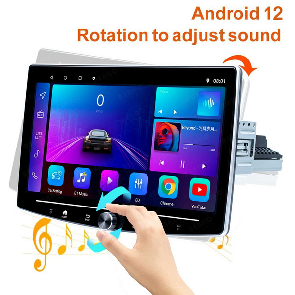 Мультимедийная автомагнитола с сенсорным экраном Android 12 с GPS и Wi-Fi