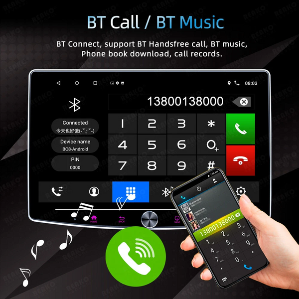 Мультимедийная автомагнитола с сенсорным экраном Android 12 с GPS и Wi-Fi