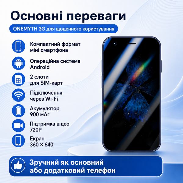 Міні телефон 3G з підтримкою Google Play та батареєю 900mAh