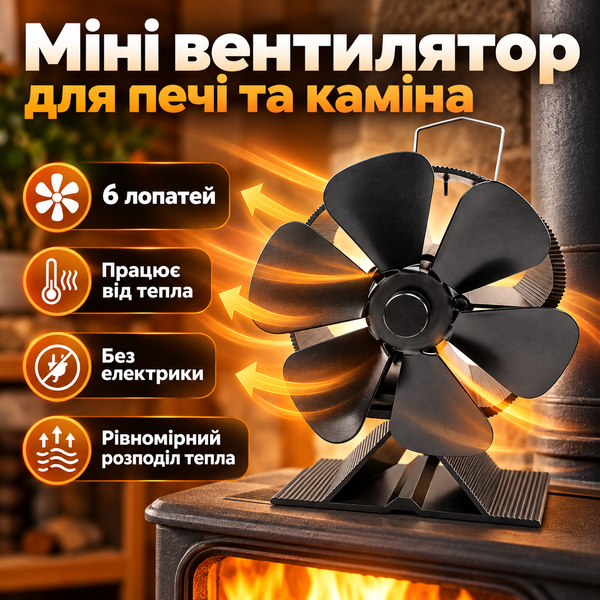 Портативний вентилятор для каміна з I-подібною конструкцією