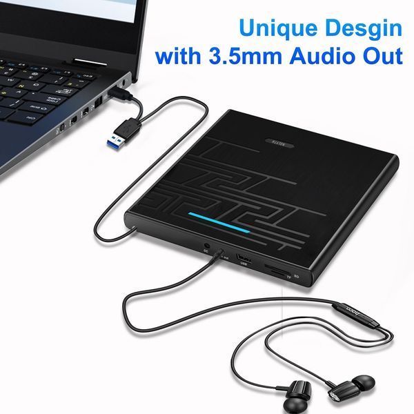 Внешний DVD-привод NOLYTH с USB 3.0 Type-C с портом USB/SD/TF и аудиовыходом