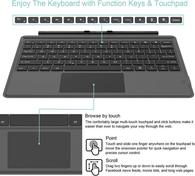 Чохол + клавіатура Arteck Microsoft Surface Pro 0, Pro 9, Pro 8, Pro X