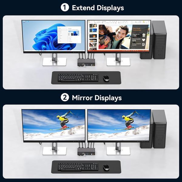 KVM-перемикач Displayport для 2 моніторів та 2 комп'ютерів