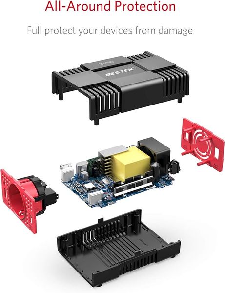 Автомобильный инвертор BESTEK MRI3013MU-SEU, преобразователь с 12 V на 220V