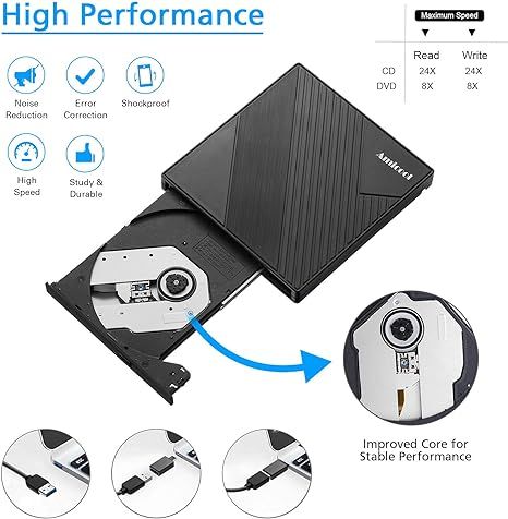 Зовнішній оптичний DVD-привід Amicool USB 3.0 CD/DVD +/-RW  фото