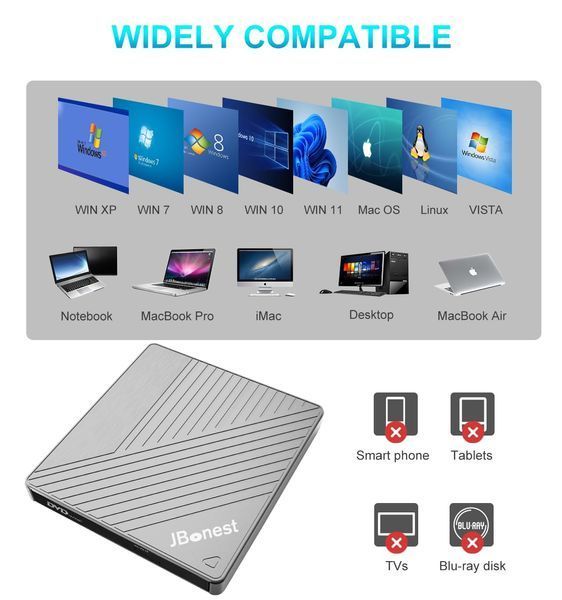 Внешний CD-DVD-привод USB 3.0 типа C, внешний с устройством для чтения карт SD/TF, портативным записывателем RW фото