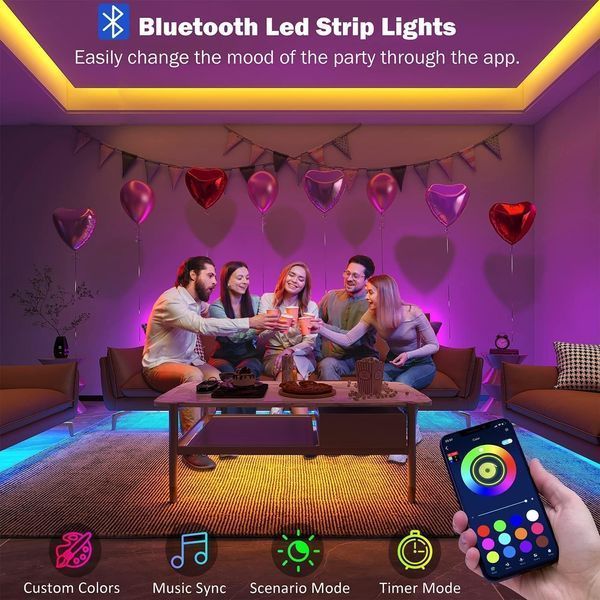 Світлодіодні стрічки  10 м із синхронізацією музики Bluetooth фото