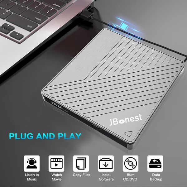 Внешний CD-DVD-привод USB 3.0 типа C, внешний с устройством для чтения карт SD/TF, портативным записывателем RW фото