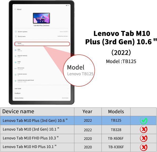 Чохол EasyAcc для Lenovo Tab M10 Plus 10.6" (3-го покоління, 2022) зі склом