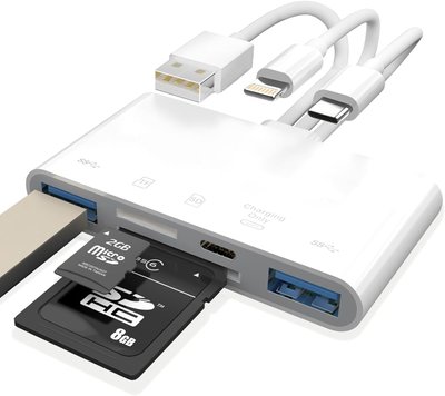 Пристрій для зчитування карт SD 5-в-1 для i-Phone, USB C і USB A