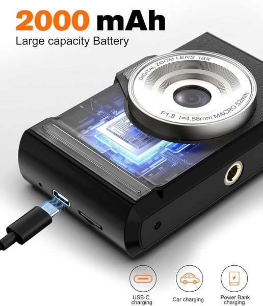 Портативна цифрова камера 4K 64MP з IPS 2.8" екраном фото