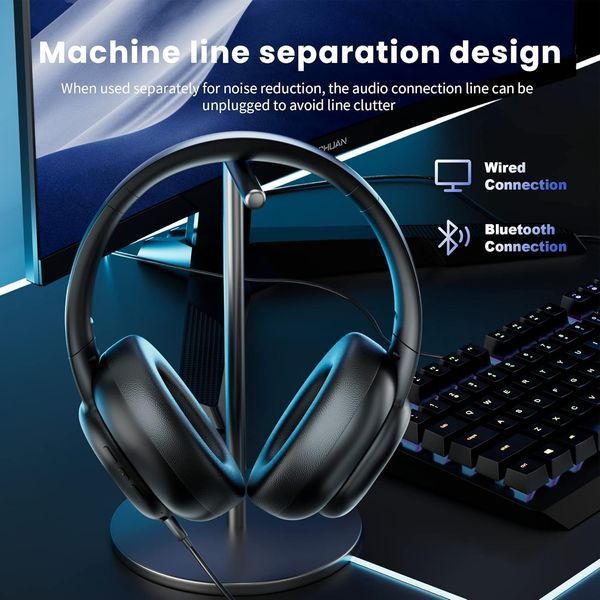 Накладні Bluetooth-навушники VOCLO A6 ENC із шумозаглушенням Чорні фото