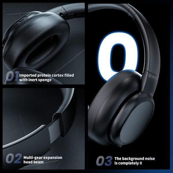 Накладні Bluetooth-навушники VOCLO A6 ENC із шумозаглушенням Чорні фото