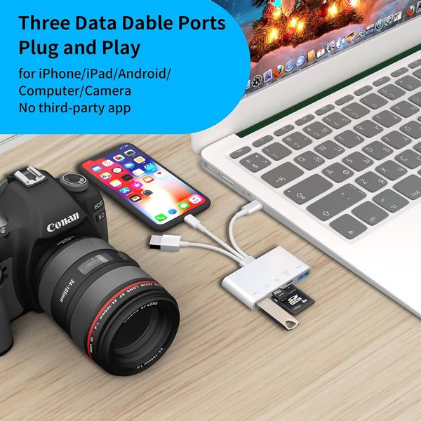 Устройство чтения карт памяти 5-в-1 SD-картридер для iPhone, USB C и USB A