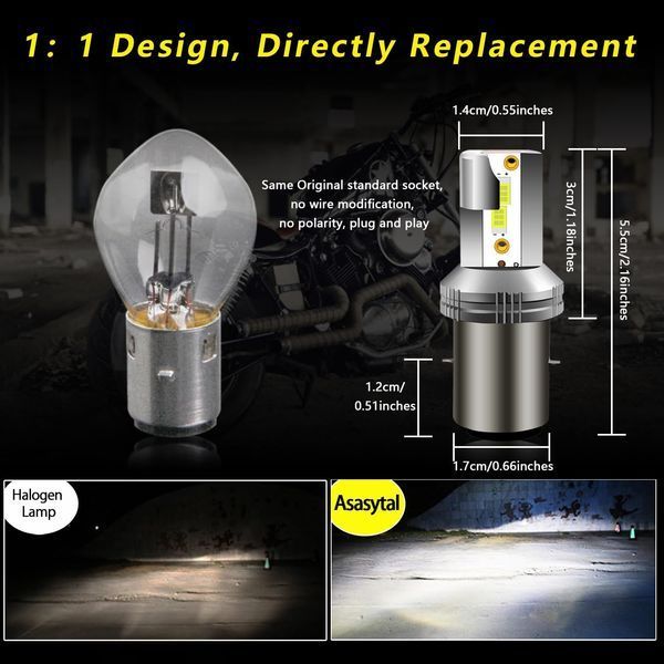 Светодиодная фара Asasytal S2 Ba20d / светодиодная лампа для фар мотоцикла DC12V/24V 20W (комплект 2 шт.)