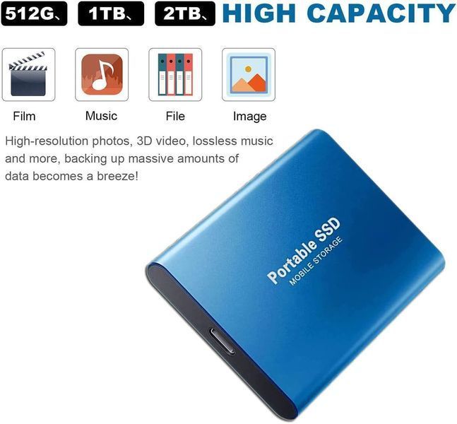 Зовнішній SSD накопичувач 8 ТБ USB 3.1 Type-C для ноутбука