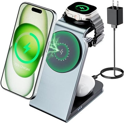 Безпровідна зарядка ezpower MagSafe 3 в 1 для iPhone/iWatch/AirPods фото