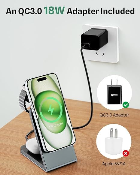 Беспроводная зарядка ezpower MagSafe 3 в 1 для iPhone/iWatch/AirPods фото