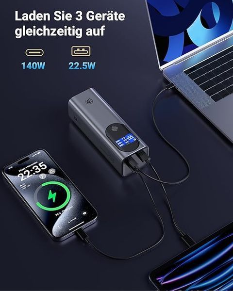 Внешний аккумулятор POWERАDD PRO 140W 27000mAh USB C, павербанк с цифровым дисплеем фото