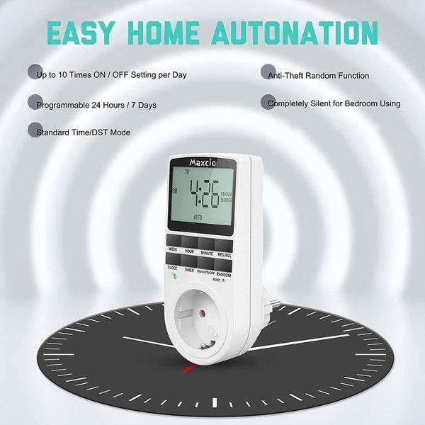 Розетка з цифровим таймером Maxcio (16A/3680W) 2 шт