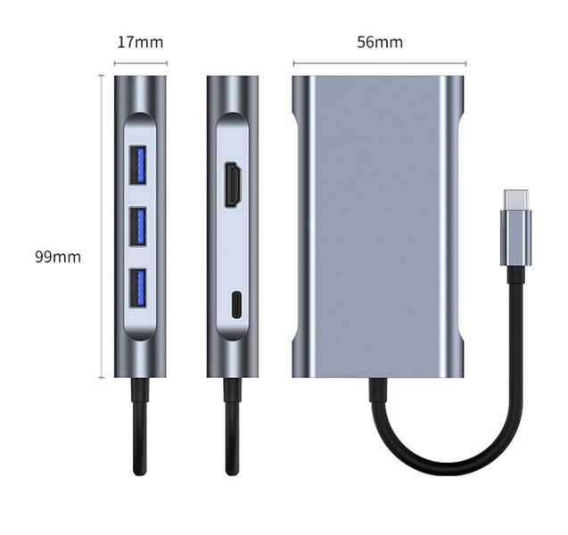 USB Type-C Hub хаб 7 в 1 (USB x3, HDMI, VGA, LAN, Type-C) Shenzhen Technology Co