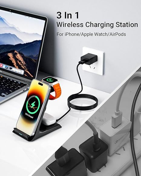 Зарядна станція 3 в 1 ezpower для товстих футлярів 10 мм для iPhone фото