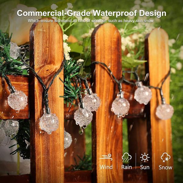 Светильники Lezonic Solar Lights Outdoor Garden, 5 м, 30 светодиодов, гирлянда на солнечных батареях с 8 режимами фото