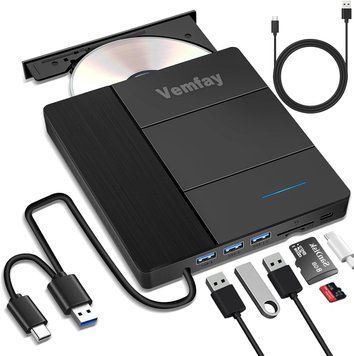 Зовнішній USB-привід Vemfay CD-DVD-привід USB 3.0 Type-C фото