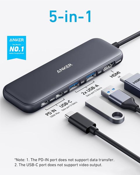 Адаптер Anker 332 USB-C (5-в-1)  4K HDMI, 5 Гбіт/с