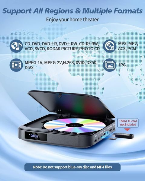Міні DVD-програвач DESOBRY HDMI 1080P HD для Smart TV з безрегіональним режимом фото