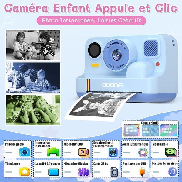 Дитячий цифровий фотоапарат  з друком фотографій та Bluetooth