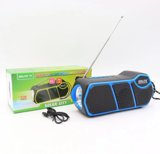 Радіоприймач 3-в-1 GD-LITE-11 з Bluetooth LED ліхтарем FM/SW/AM радіо MP3 TF та USB зарядкою фото