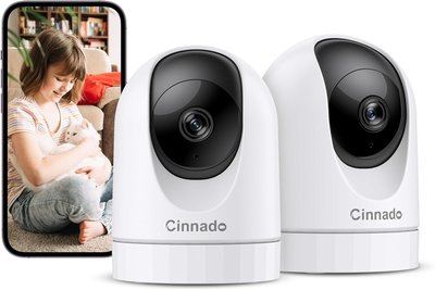 Бездротові камери Cinnado D1 2K 360° 2 шт WiFi-камери для домашньої безпеки, відеоняня фото