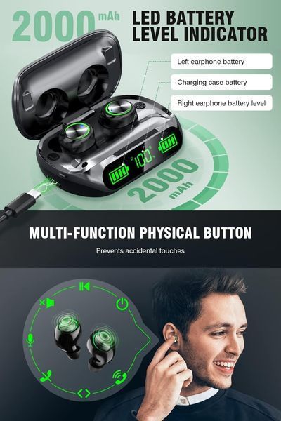Беспроводные Bluetooth наушники YINPUTENGS 200 ч, IP7, 2000 мАч фото