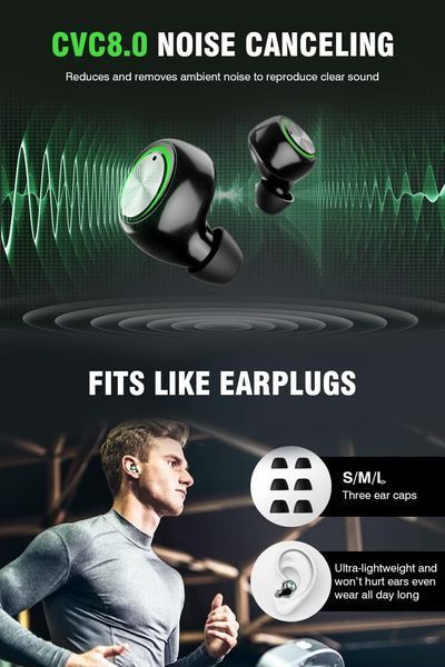 Беспроводные Bluetooth наушники YINPUTENGS 200 ч, IP7, 2000 мАч фото