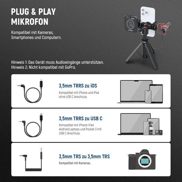Микрофон для видеоблогов NEEWER Plug&Play 20-20 кГц фото