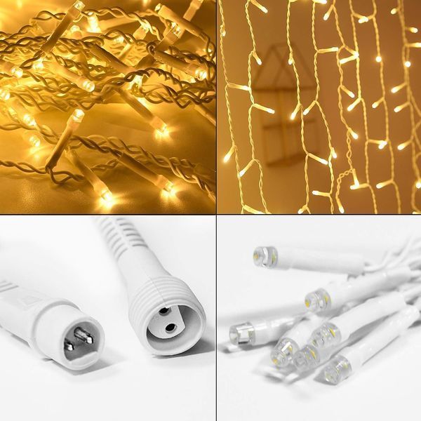 Светодиодная гирлянда-штора 10 м, 400 LED, теплый белый для дома фото