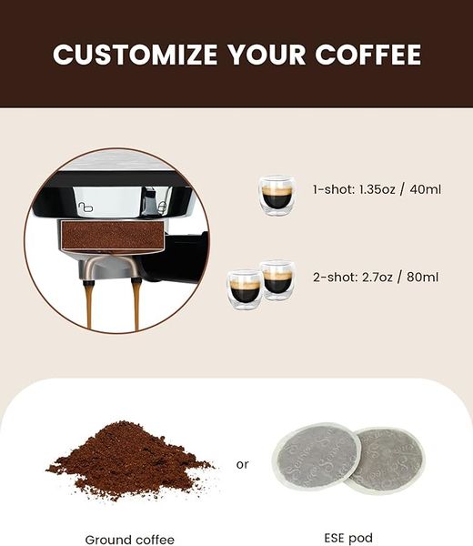 Кофеварка рожковая Teglu Espresso Machine 20 Bar, для эспрессо со вспенителем