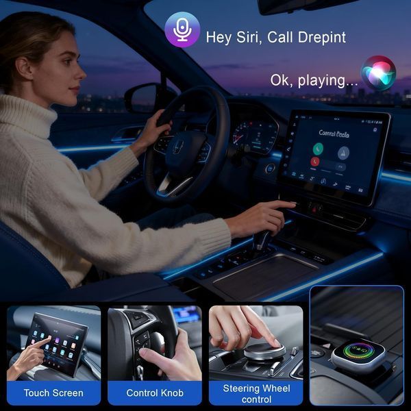 Беспроводной адаптер CarPlay и Android Auto 3-в-1 с дублированием экрана