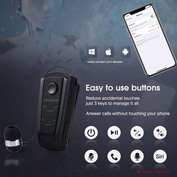 Bluetooth-наушник Fineblue F910 для смартфона с клипсой фото