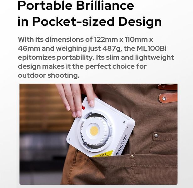 Світлодіодний відеопрожектор GODOX ML100Bi  фото