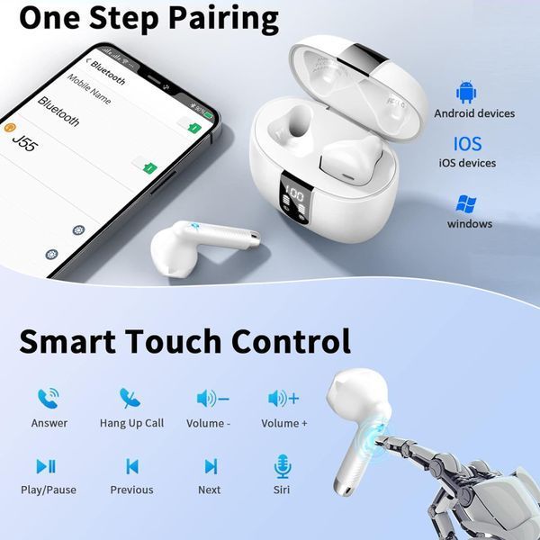 Беспроводные наушники Drsaec J55 Bluetooth 5.3, Белые фото